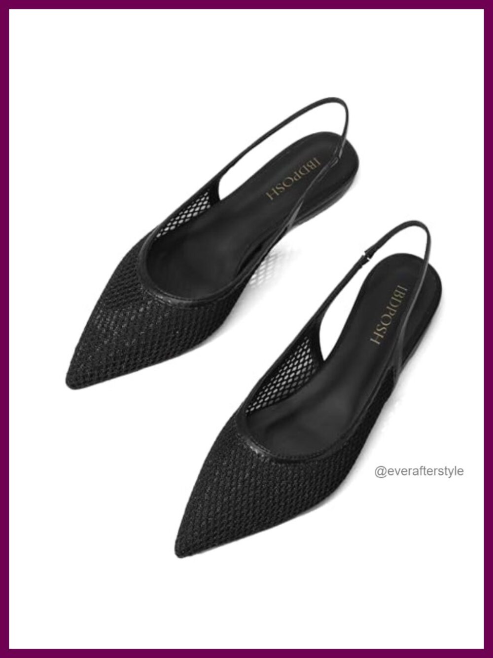 Slingback Flats Pointed Toe Faux Leather & Mesh Women's